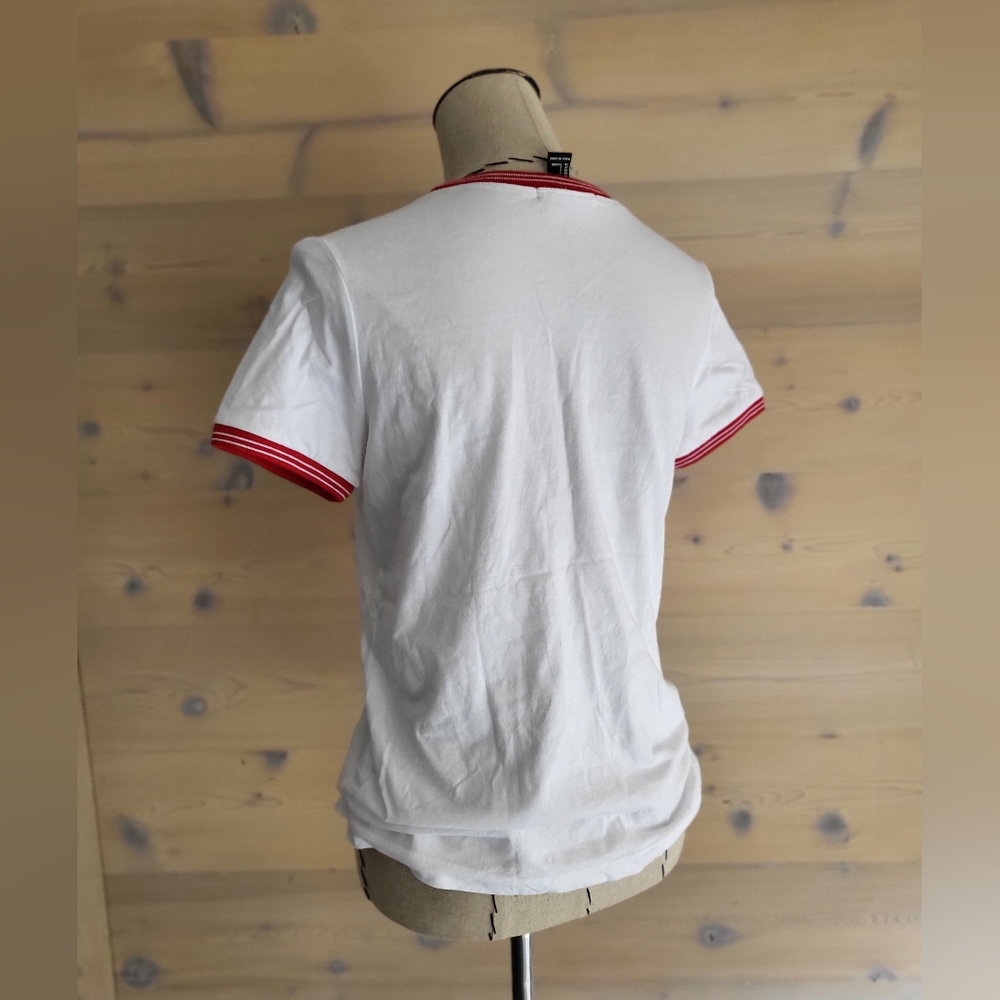 Forever 21 "Oops" Ringer Tee T Shirt NWOT jr size L - Picture 4 of 6